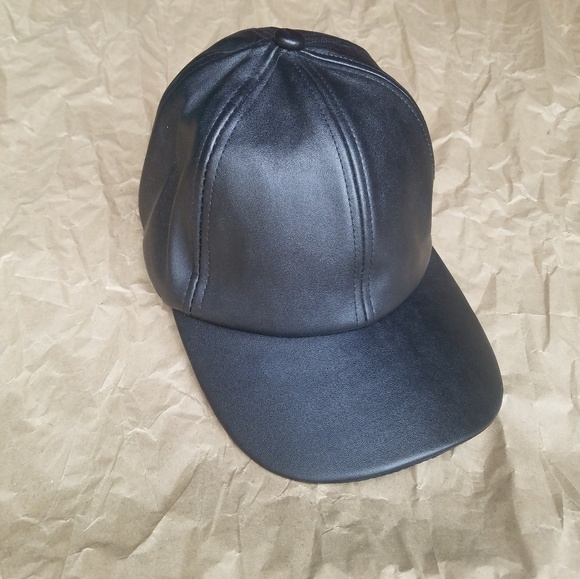 black pleather hat